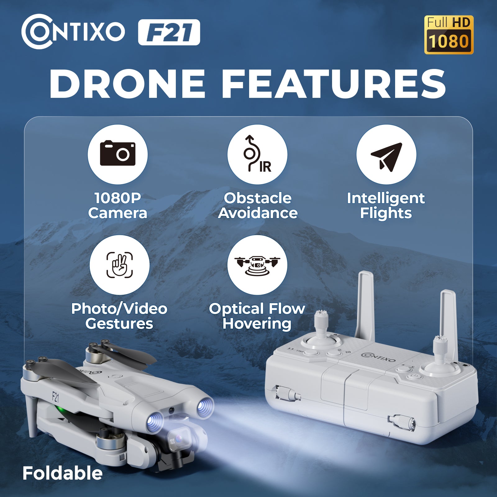 Contixo F21 Elite Sky Remote Control Beginner Drone with 1080P HD Camera