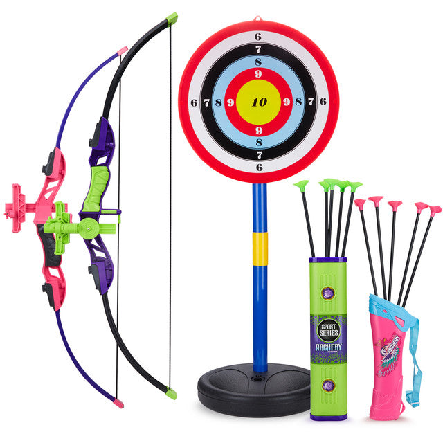 Contixo Kids Bow and Arrow Archery Set - Outdoor Toy, Safe Suction Cup Arrows, Ages 6-13 - Pink