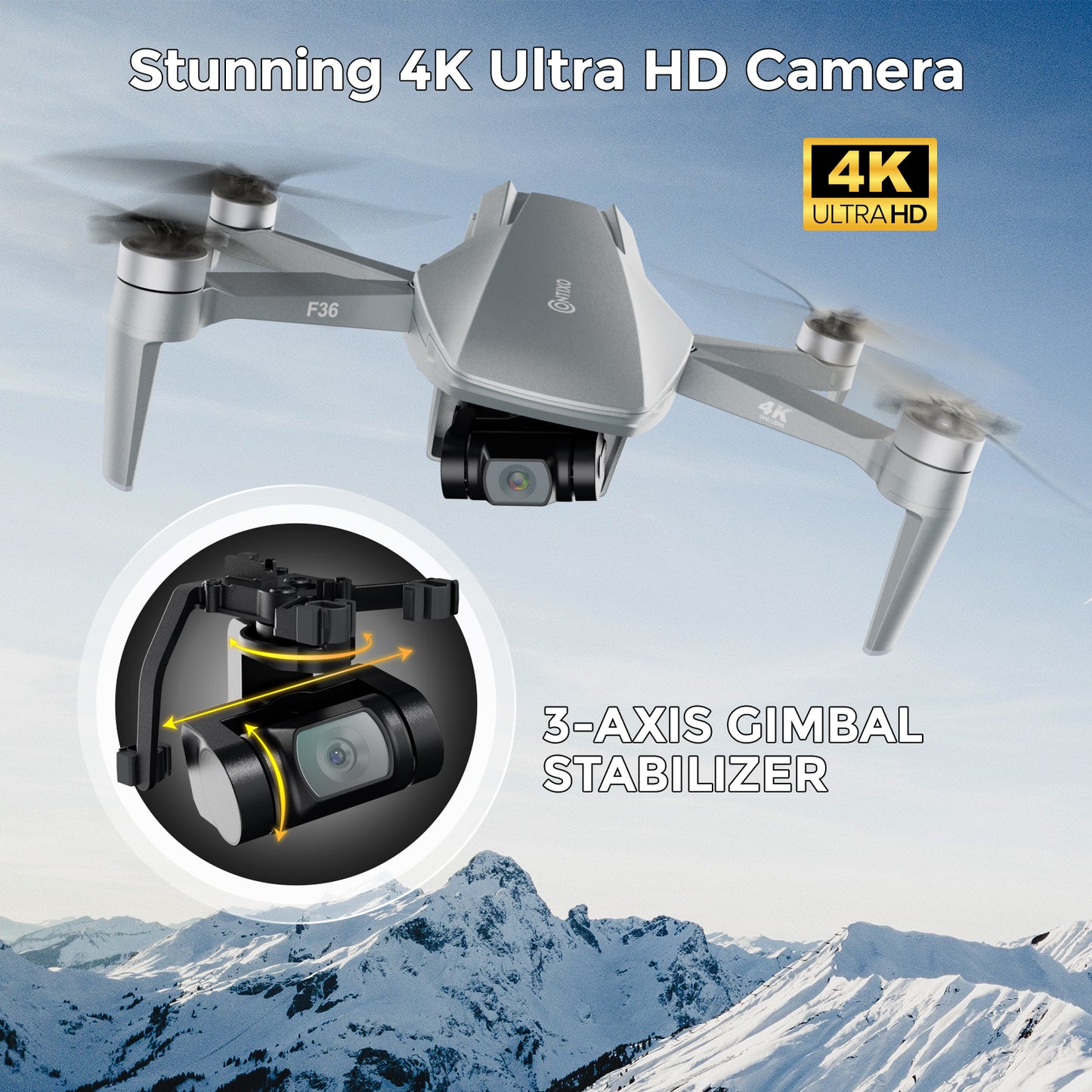 Contixo F36 FPV Drone - Foldable, 4K HD Camera, 64GB Card & Case