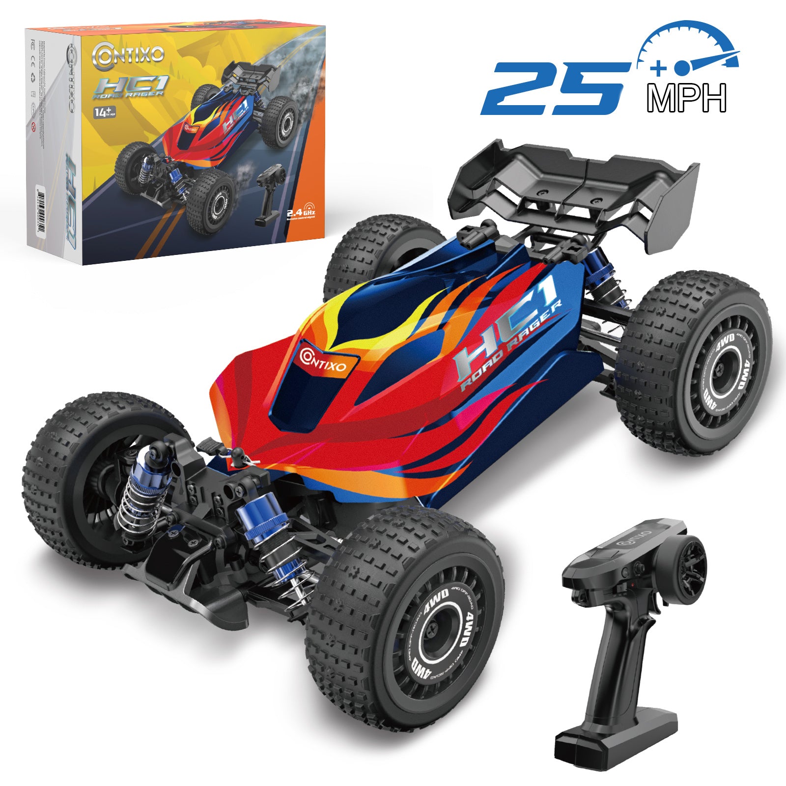 Contixo HC1 Road Rager RC Remote Control High Speed Race Car - 1:16 Scale