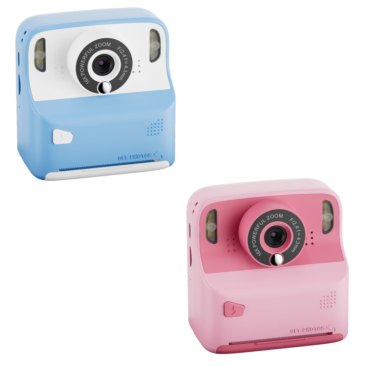 Homwowo Kids Instant Print Camera - 180° Flip Lens For Selfies, Includes 32GB Card & Paper, Pink/Red/Blue