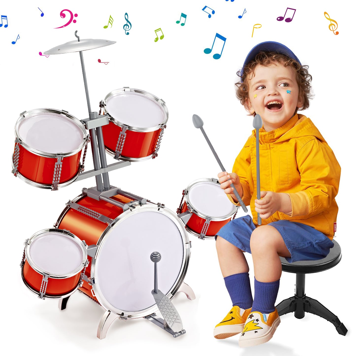 Contixo Kids Drum Set - Jazz Musical Instrument Toy for Ages 3-7