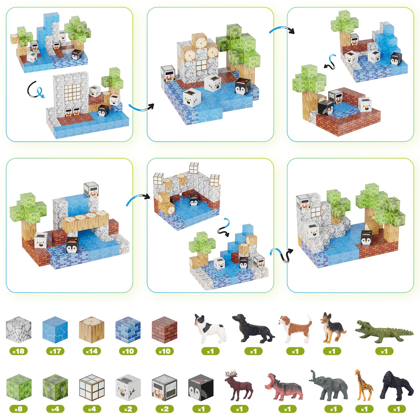 Contixo ST13 Magnetic Blocks, 100 PCS Magnetic Building Cube Game, Sensory Toys for Boys & Girls, STEM Stacking Toy Gifts for Age 3-12