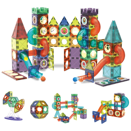Contixo ST8 Magnetic Light-Up 3D Tiles Building Set - 110 Piece STEM Marble Run Blocks for Kids, Fun Educational Toy for Boys & Girls Ages