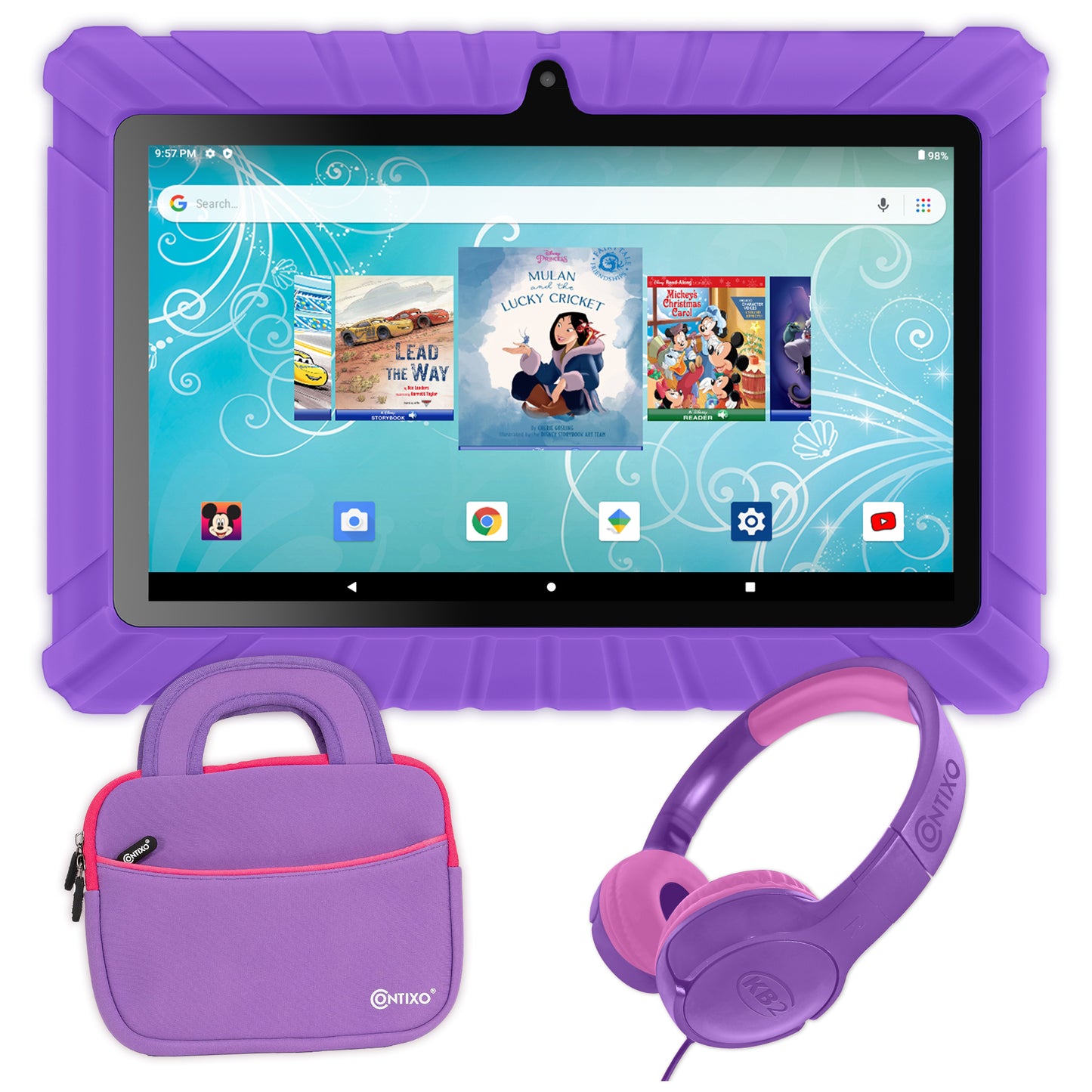 Contixo V8-2 7" Kids Tablet, Headphones, & Tablet Bag Bundle