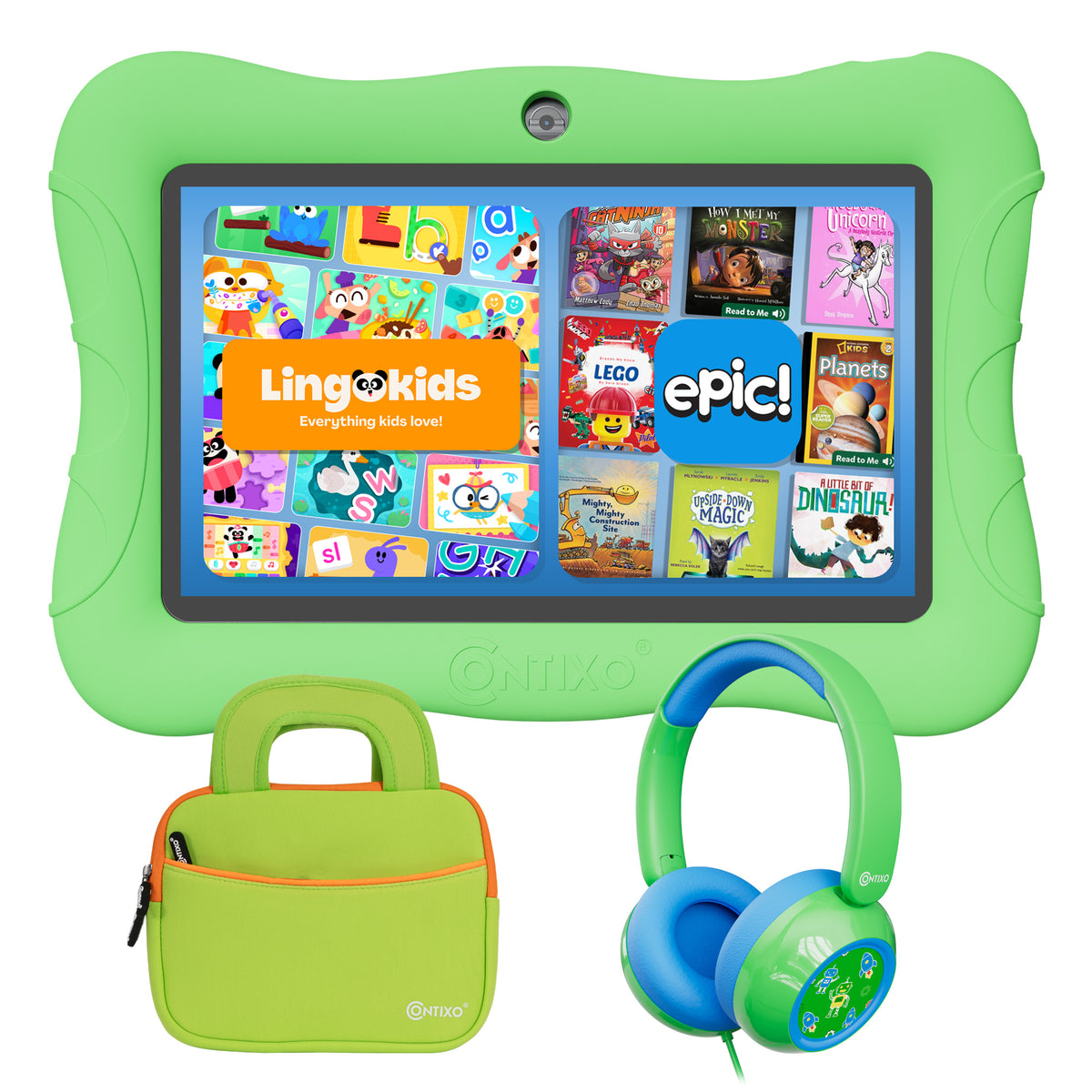 Contixo 7" Kids V9 Tablet Bundle | 32GB Android 13 | Wired KB7 Headphones & Bag