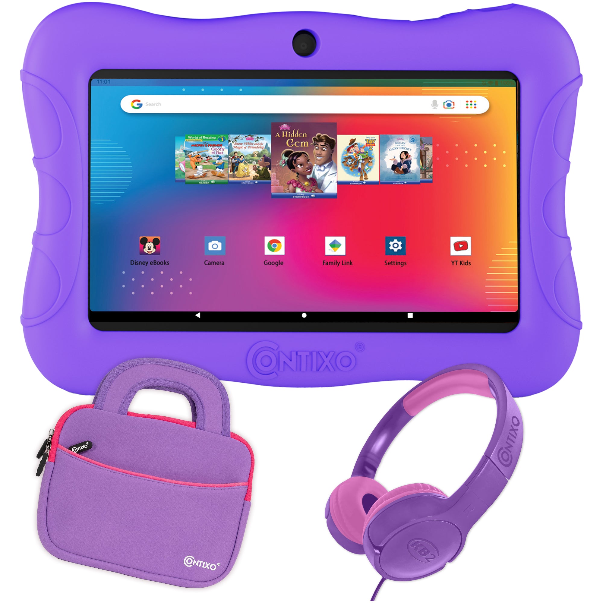 Contixo V9-2 7" Kids Tablet, Headphones, & Tablet Bag Bundle