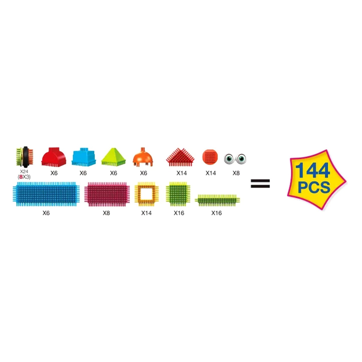 Contixo ST5 Bristle Shape STEM Blocks - 144 Pcs 3D Building Tiles Set