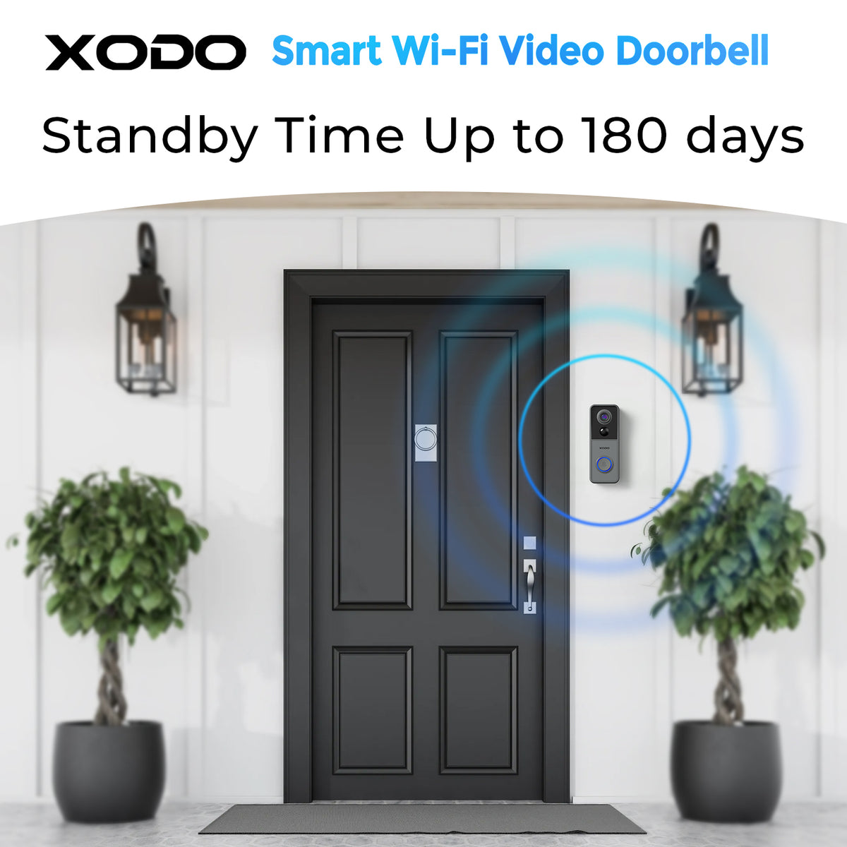 Xodo VD2 Smart Wi-Fi Wireless Video Doorbell with 2K QHD Camera and Chime