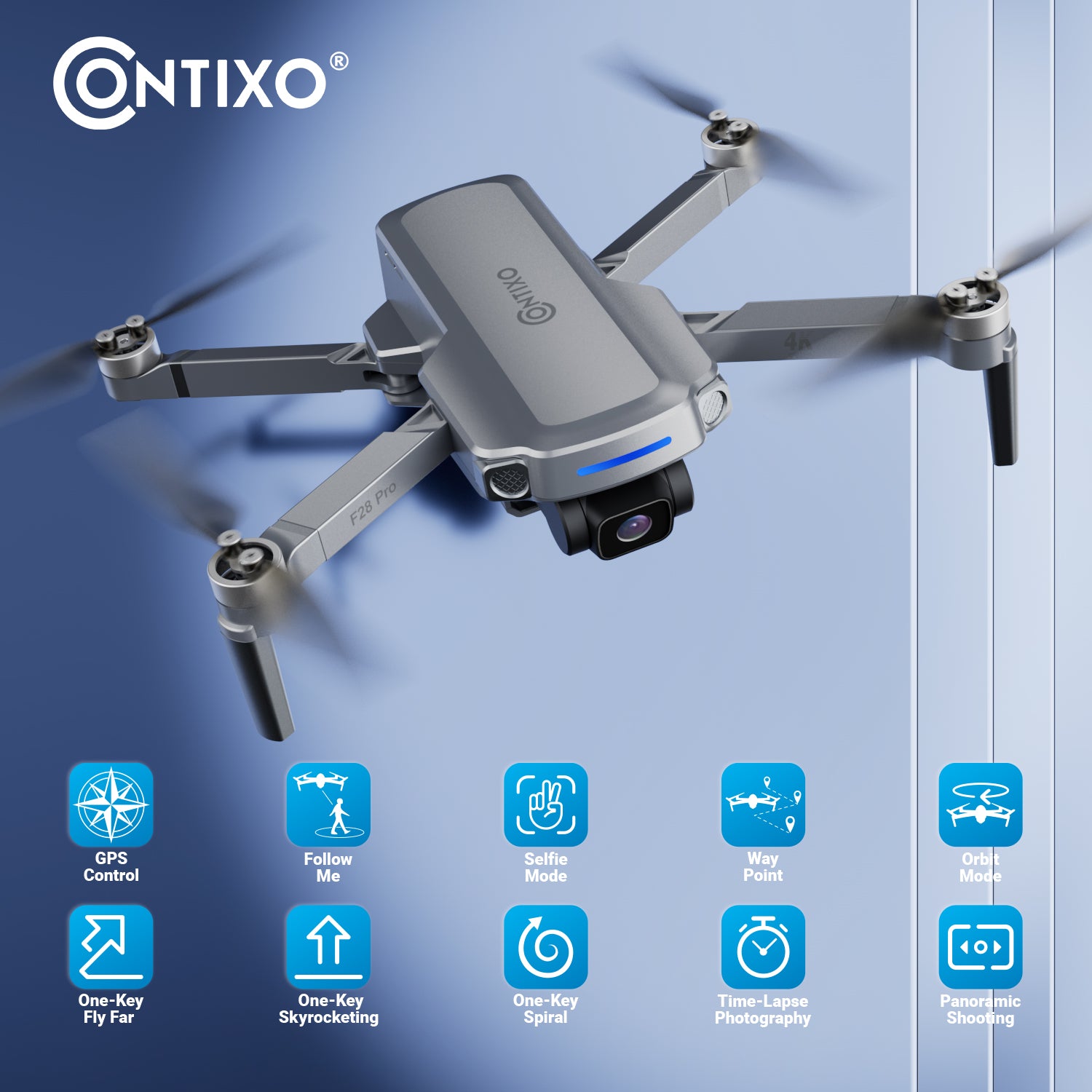 Contixo F28 Pro Foldable GPS Drone - 4K FHD Camera W GPS Control & Selfie Mode - Brushless Motor - with Carrying Case