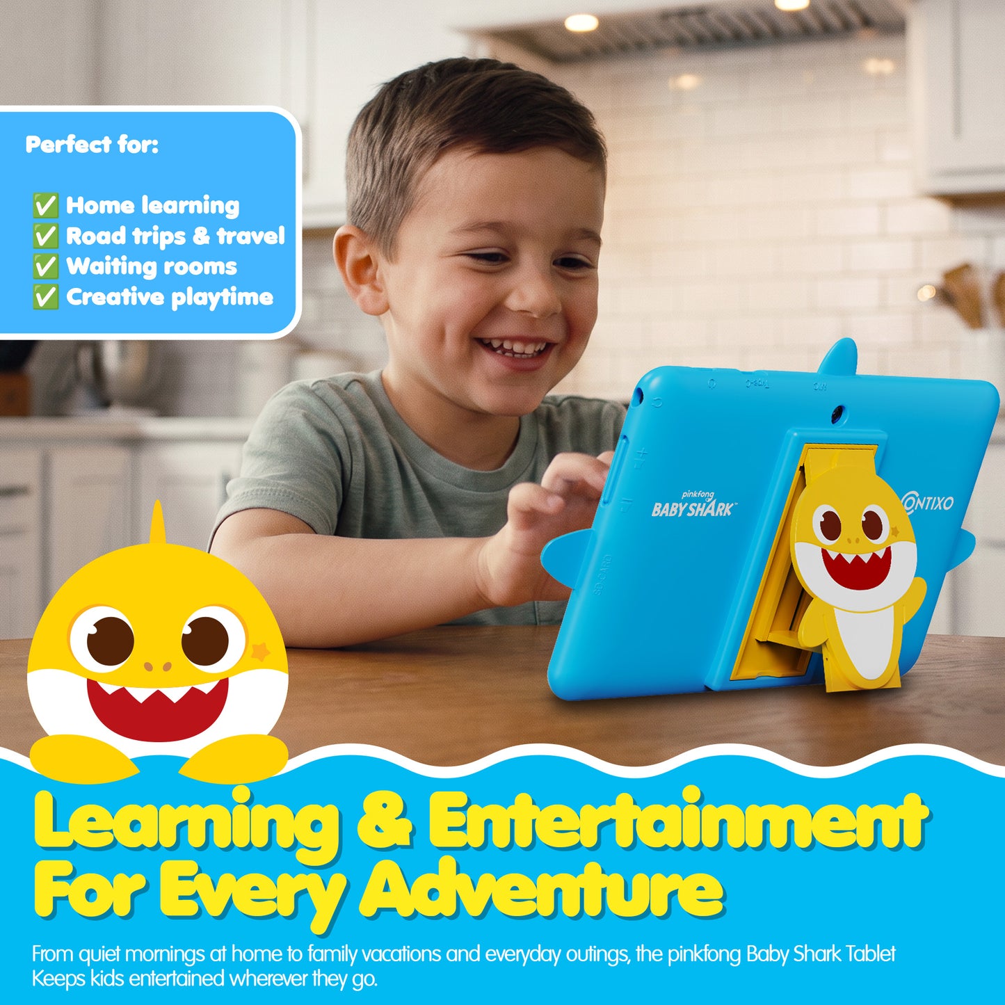 Pinkfong Baby Shark A8 7” Kids Tablet by Contixo | Android 16, 32GB