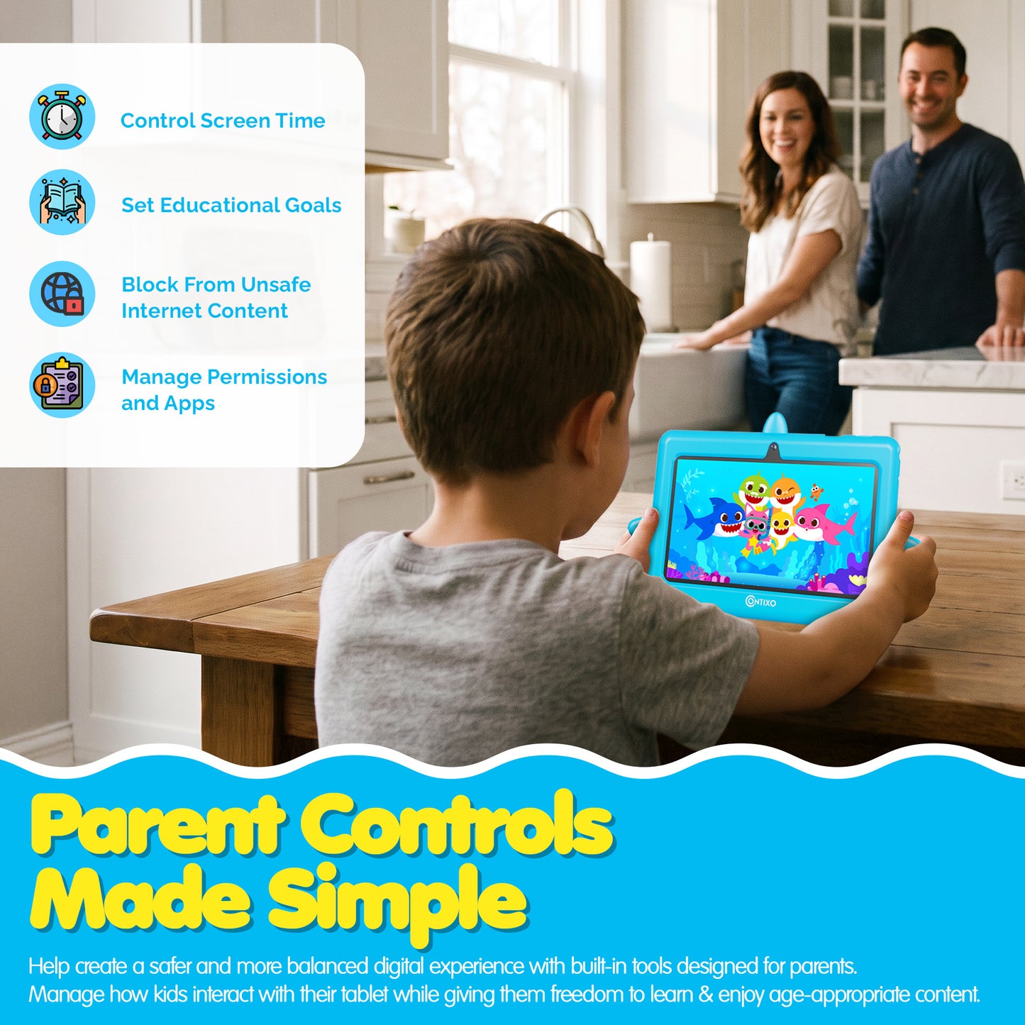Pinkfong Baby Shark A8 7” Kids Tablet by Contixo | Android 16, 32GB