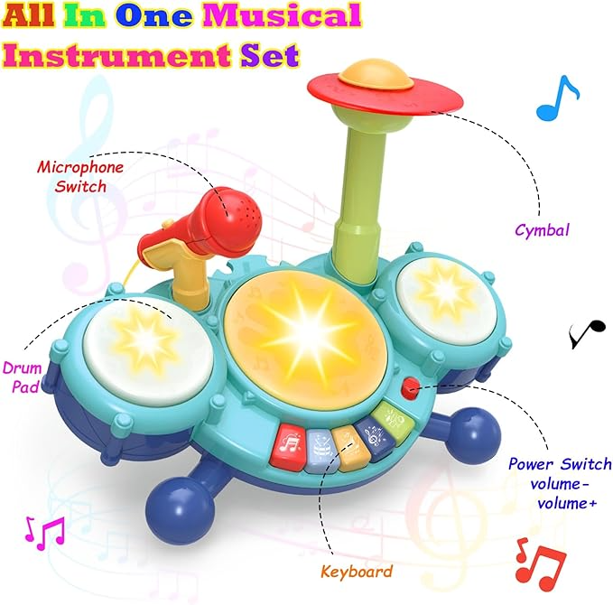 Contixo Musical Drum Toy Set for Babies, Learn Toy Age 2-8 Years