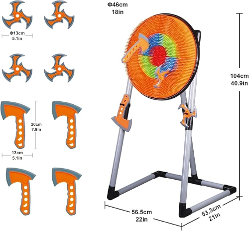 Contixo Kids Foam Axe Throwing Set with 4 Axes, 3 Darts, Bristle Target