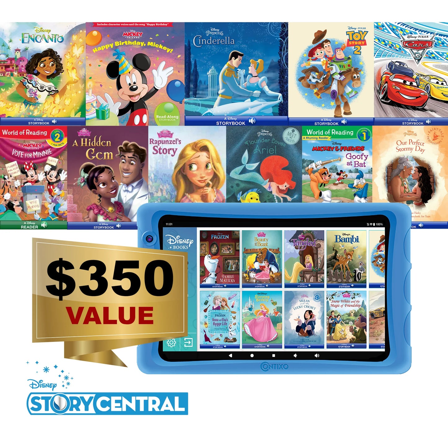 Contixo K80A - 8" Kids Tablet, 2025 Model, 80 FREE Disney eBooks, Educational Android Tablet for Ages 3-12, 32GB, Kid-Proof Case with Kickstand, Android 13