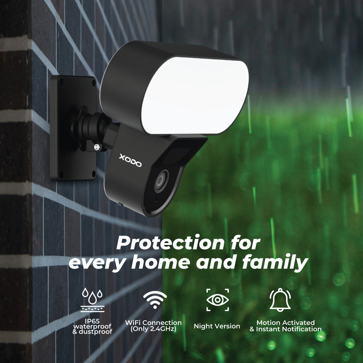 Xodo E9 Wi-Fi Wireless Smart Floodlight Security Camera with Motion Sensor Alarm