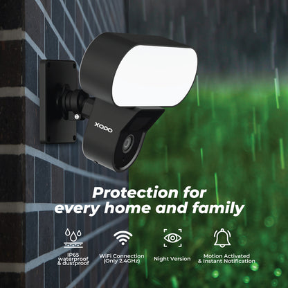 Xodo E9 Wi-Fi Wireless Smart Floodlight Security Camera with Motion Sensor Alarm