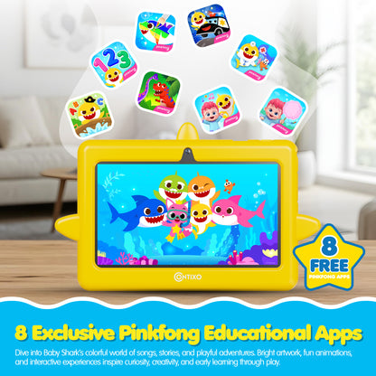 Pinkfong Baby Shark A8 7” Kids Tablet by Contixo | Android 16, 32GB