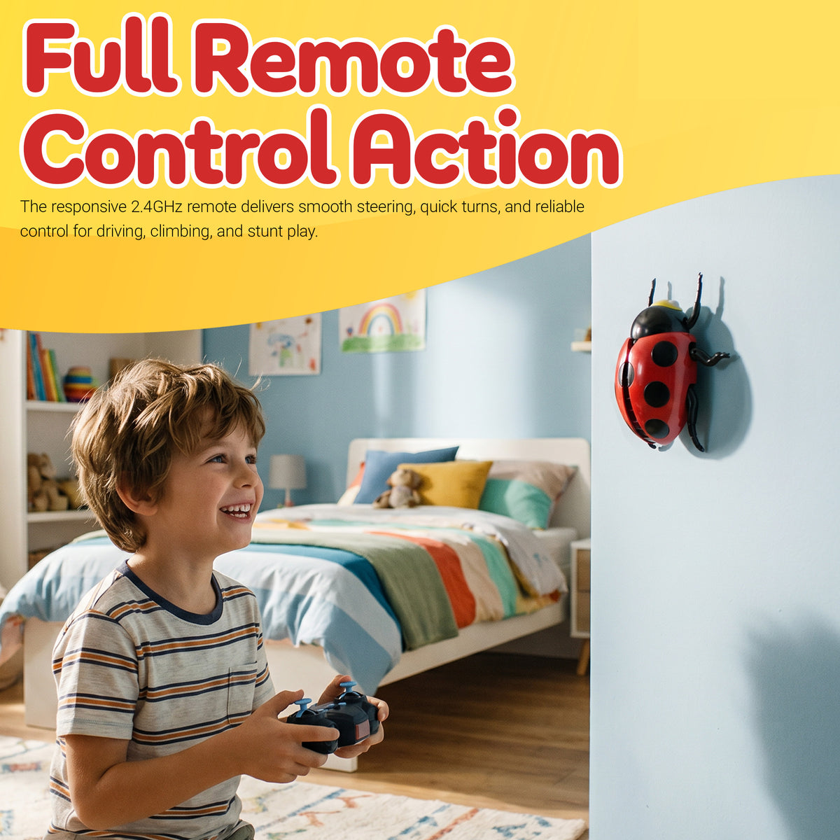 Contixo RC7 Kids RC Stunt Ladybug – Remote Control Bug Toy with LED Lights, 360° Rotation, Sprays, Indoor & Outdoor Fun for Kids