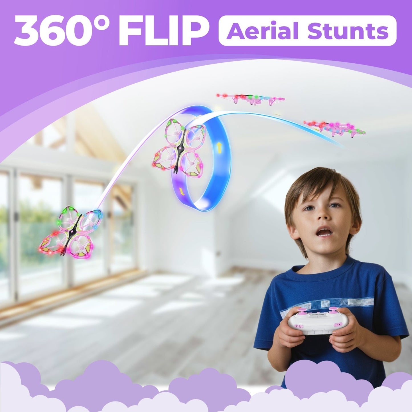 Contixo TD2 Butterfly Kids Drone - LED Lights, 360- Stunts, 14