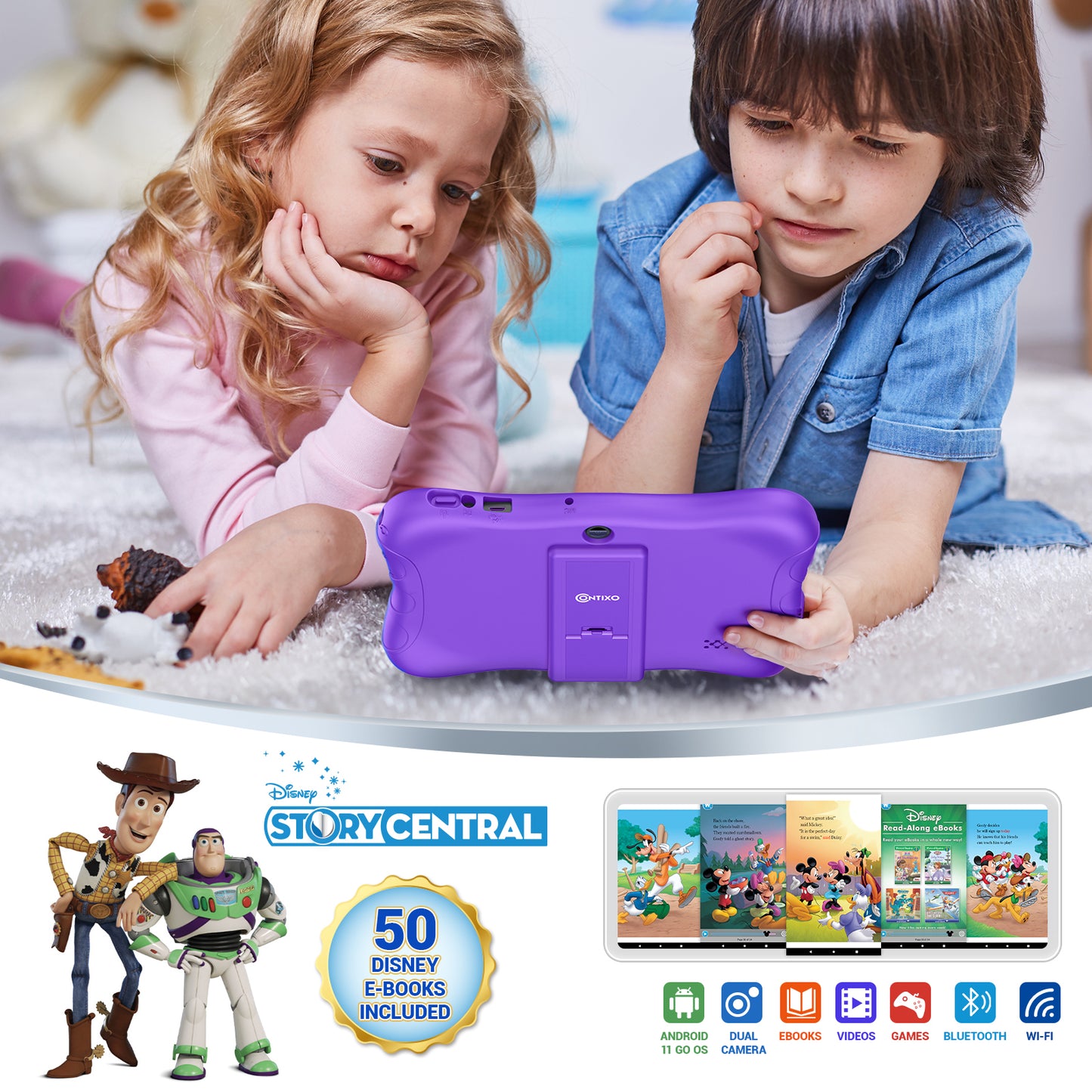 Contixo V9 Kids HD 7" Tablet - 50 Disney eBooks & Kickstand Included