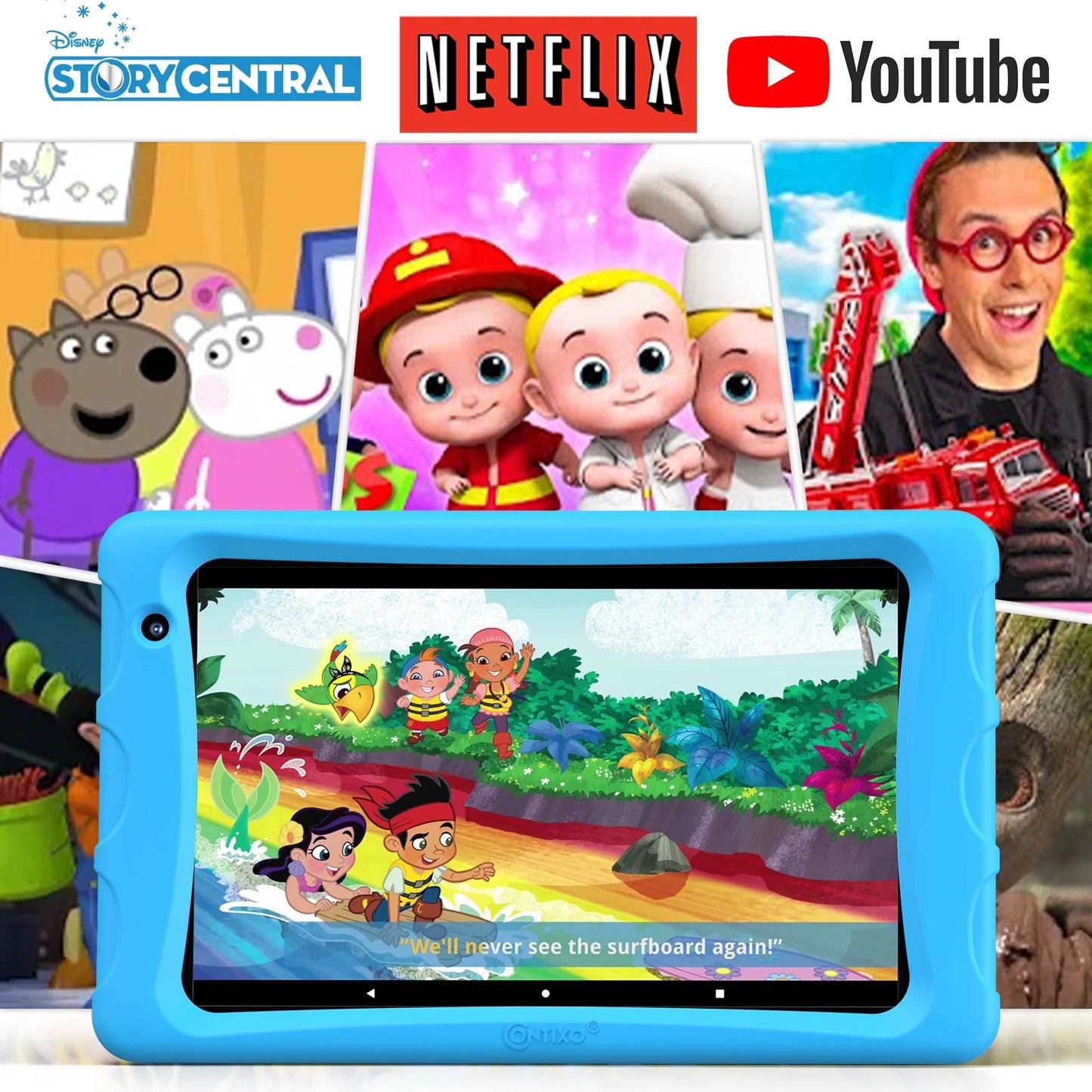 Contixo K80A - 8" Kids Tablet, 2025 Model, 80 FREE Disney eBooks, Educational Android Tablet for Ages 3-12, 32GB, Kid-Proof Case with Kickstand, Android 13