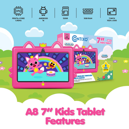 Pinkfong Baby Shark A8 7” Kids Tablet by Contixo | Android 16, 32GB