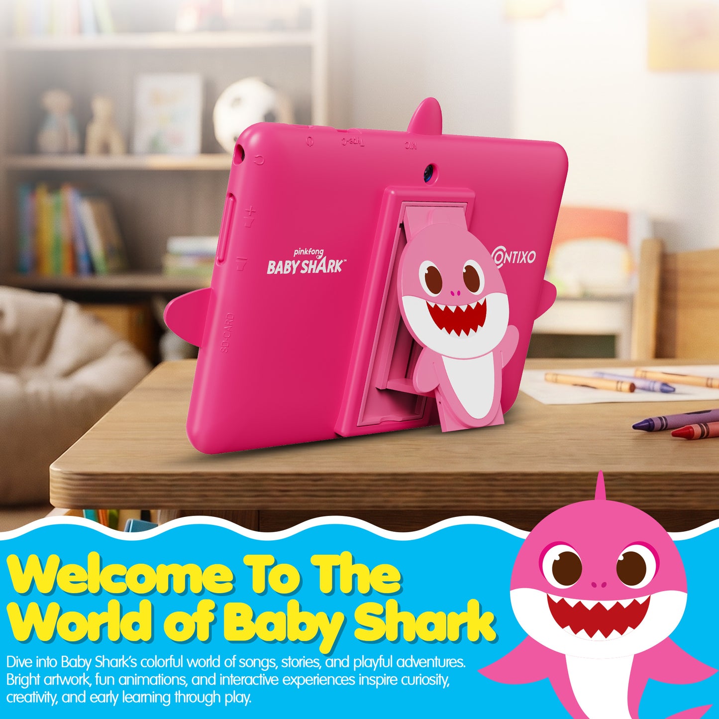 Pinkfong Baby Shark A8 7” Kids Tablet by Contixo | Android 16, 32GB