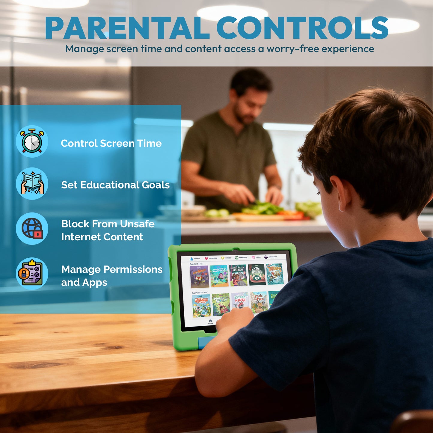 Contixo A10 | 10" Kids Tablet, 2026 Model, Epic! and Lingokids, 64GB