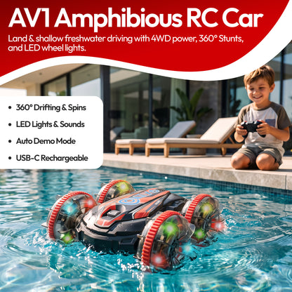 Contixo AV1 Amphibious RC Car | 4WD Remote Control Land & Water Stunt Vehicle