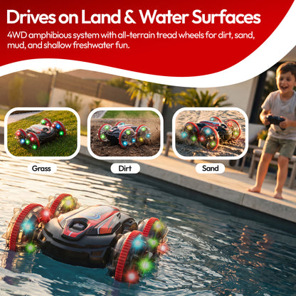 Contixo AV1 Amphibious RC Car | 4WD Remote Control Land & Water Stunt Vehicle
