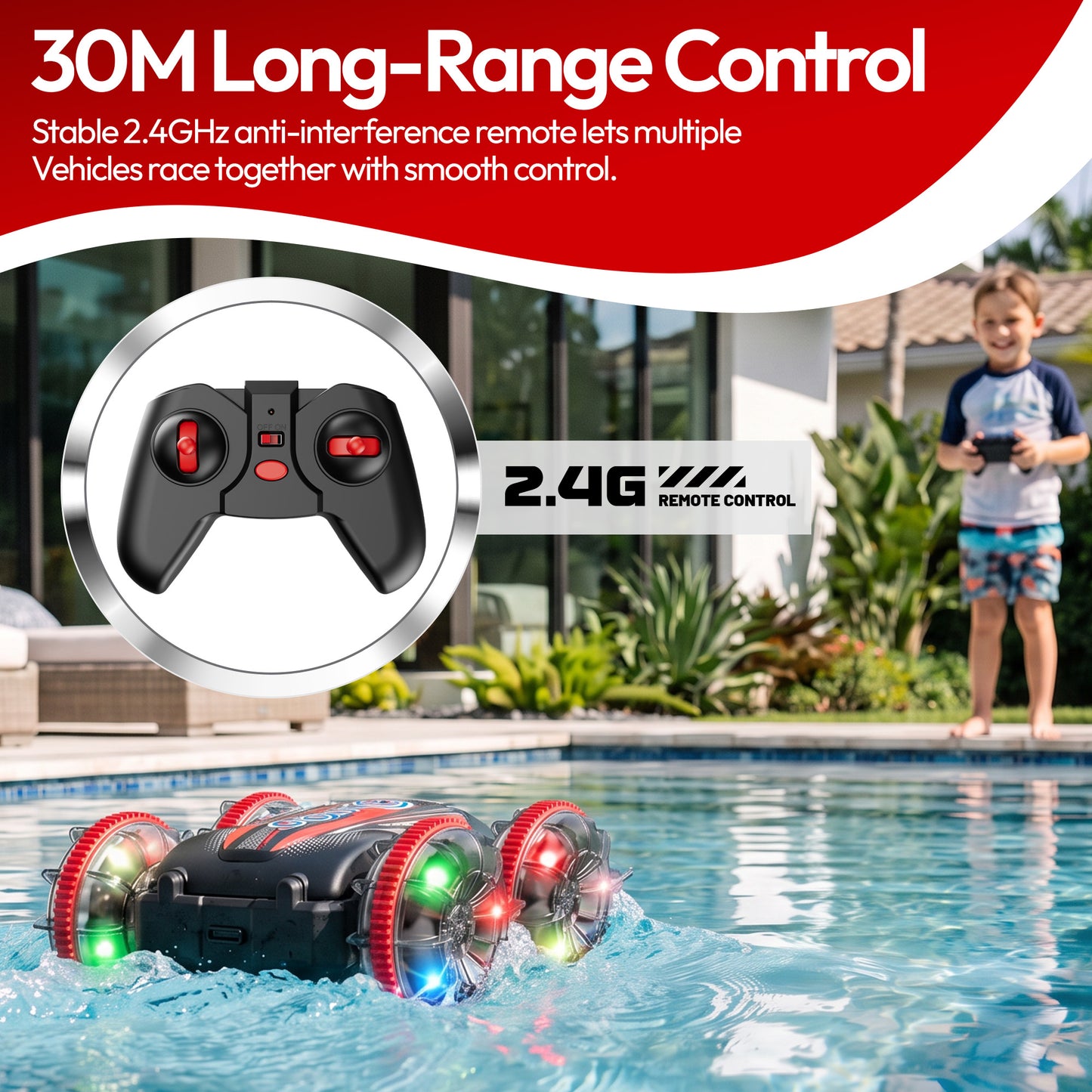 Contixo AV1 Amphibious RC Car | 4WD Remote Control Land & Water Stunt Vehicle