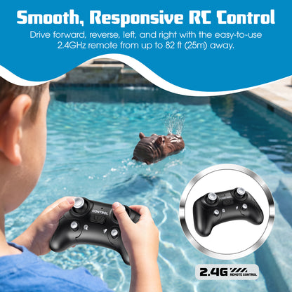 Contixo AV2 RC Hippopotamus Water Boat | Remote Control Spray Pool Toy