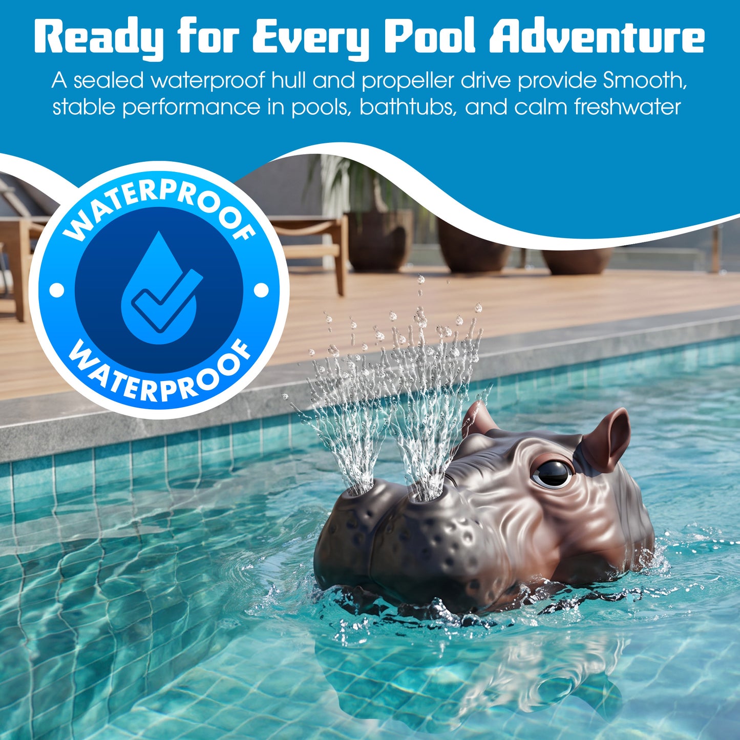 Contixo AV2 RC Hippopotamus Water Boat | Remote Control Spray Pool Toy