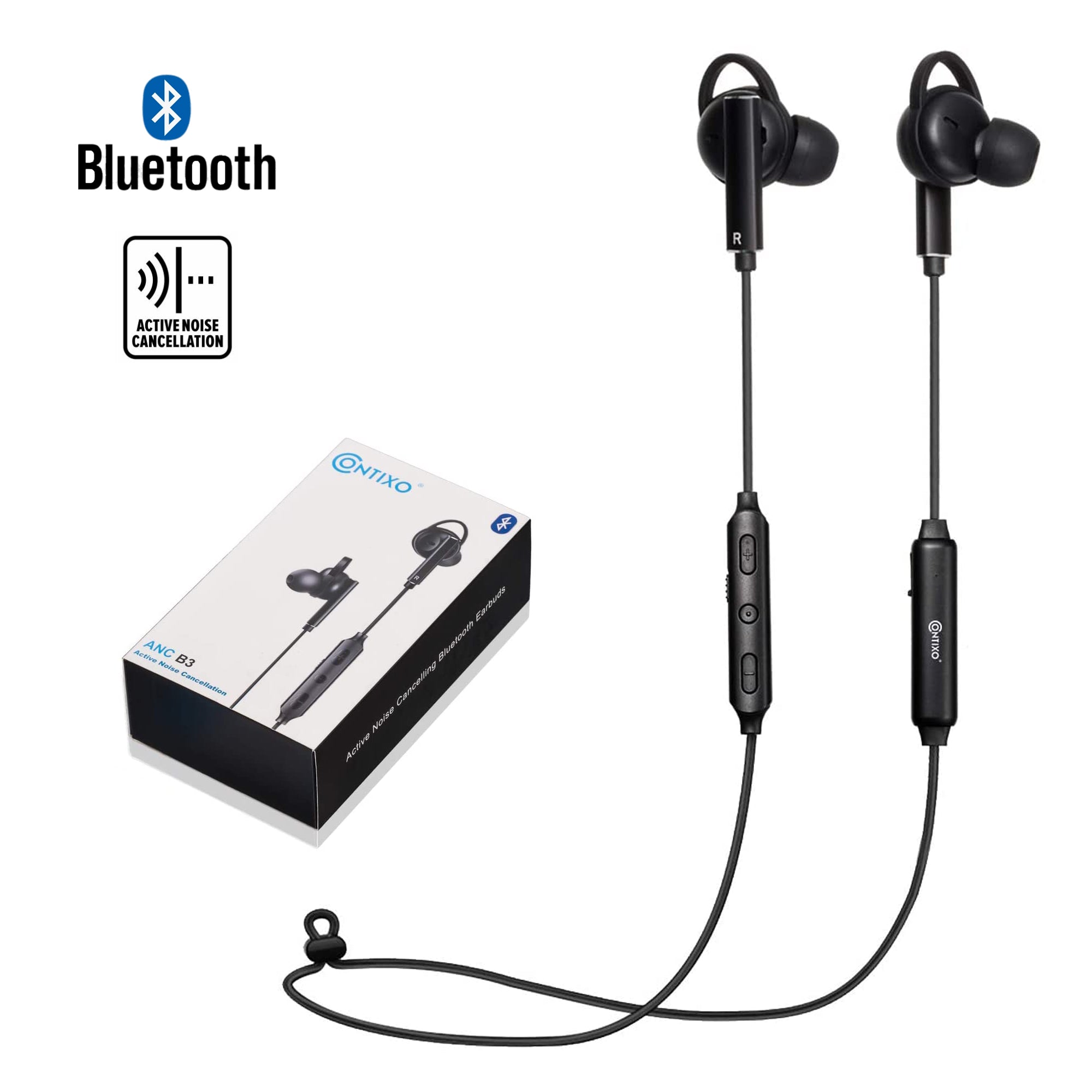 Contixo B3 Wireless Bluetooth Sports Neckband Earbuds With Noise Canceling