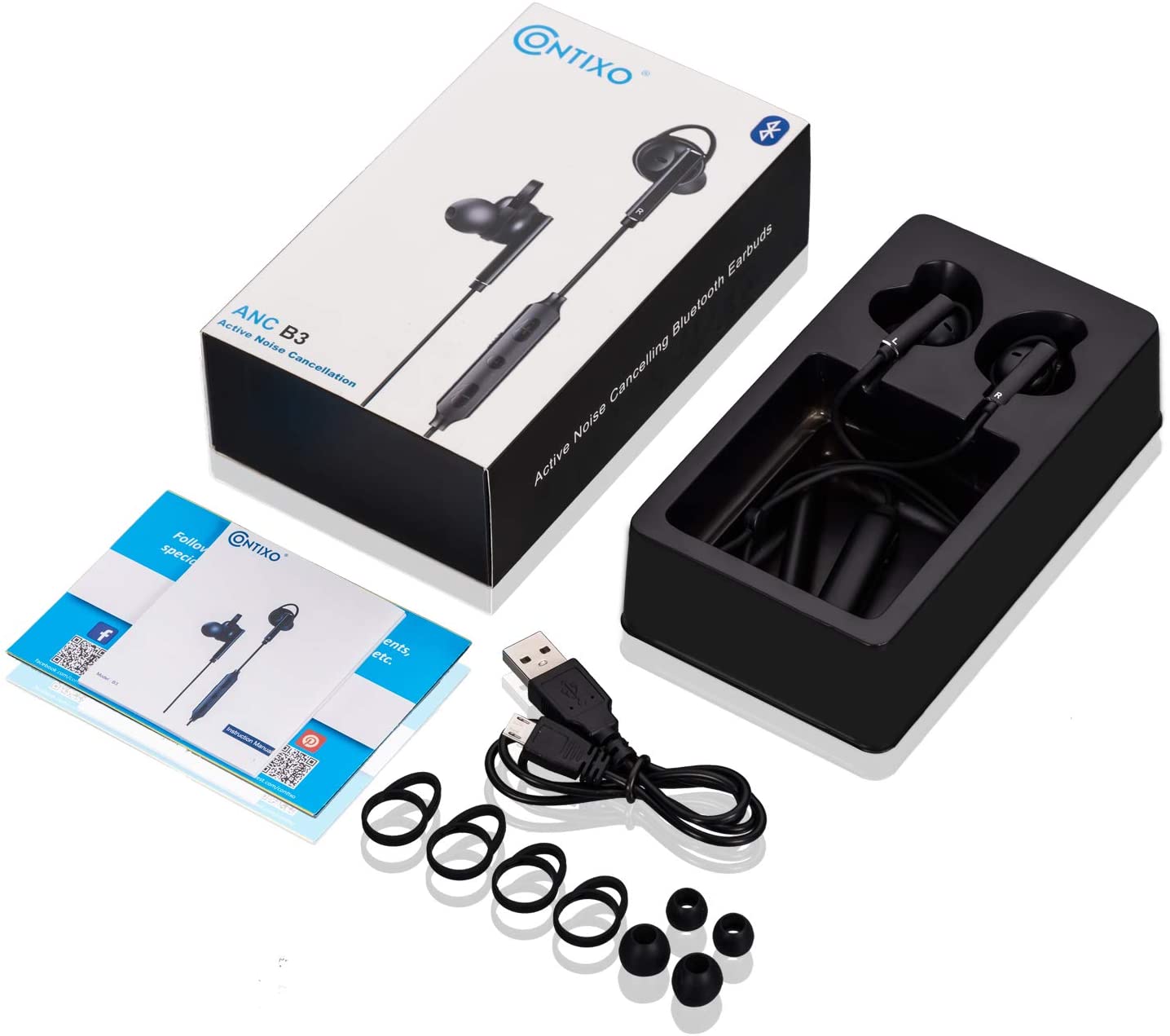 Contixo B3 Wireless Bluetooth Sports Neckband Earbuds With Noise Canceling