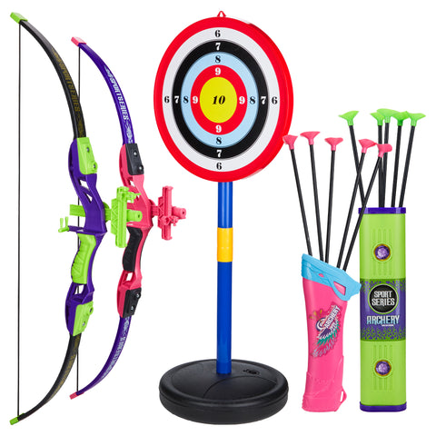 Contixo Kids Bow and Arrow Archery Set - Outdoor Toy, Safe Suction Cup Arrows, Ages 6-13 - Pink