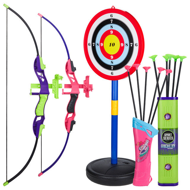 Contixo Kids Bow and Arrow Archery Set - Outdoor Toy, Safe Suction Cup Arrows, Ages 6-13 - Pink