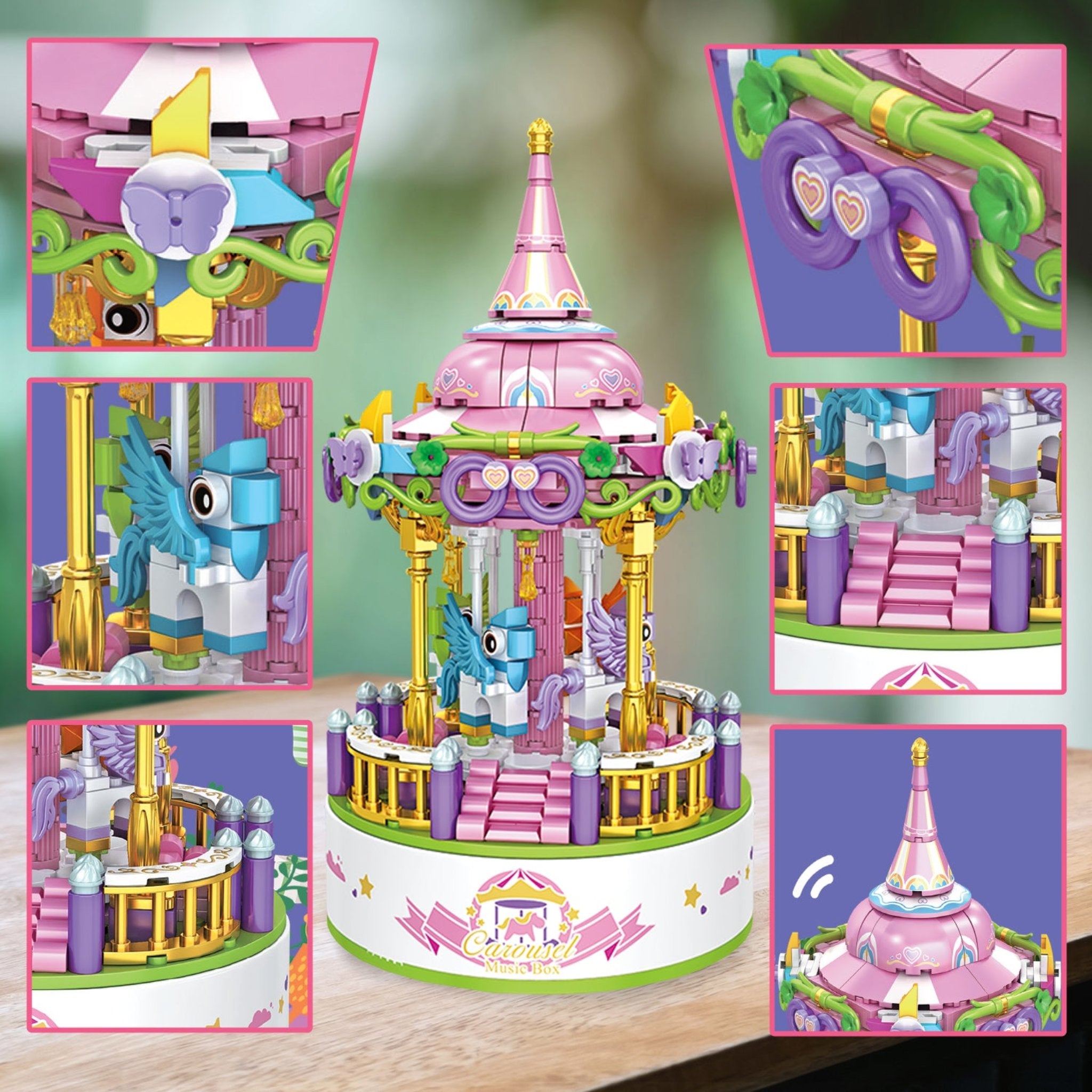 Contixo BK02 Carousel Building Block Set with Music Box - 488 PCS