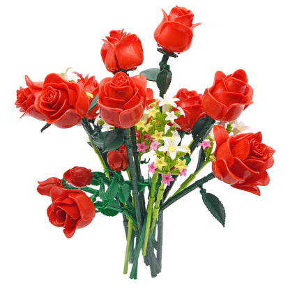Contixo BK09 Rose Bouquet Set, 789-Piece Red Rose Flower Building Blocks Kit with Adjustable Stems, Romantic Gift & Home Décor for Ages 8+