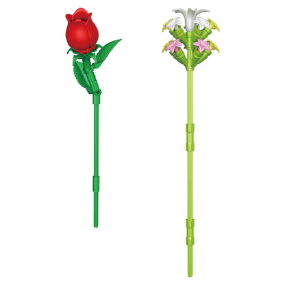 Contixo BK09 Rose Bouquet Set, 789-Piece Red Rose Flower Building Blocks Kit with Adjustable Stems, Romantic Gift & Home Décor for Ages 8+