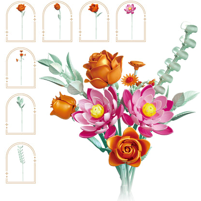 Contixo Flower Bouquet Building Set BK10, 360-Piece Floral Brick Kit with Adjustable Stems, DIY Home Décor Gift for Kids, Teens & Adults Ages 8+