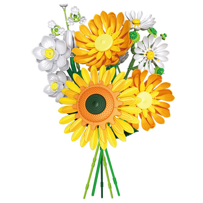 Contixo Sunflower Flower Building Set BK11, 415-Piece Building Block Bouquet with Adjustable Stems, Home Décor STEM Toy Gift for Kids 8+, Teens & Adults