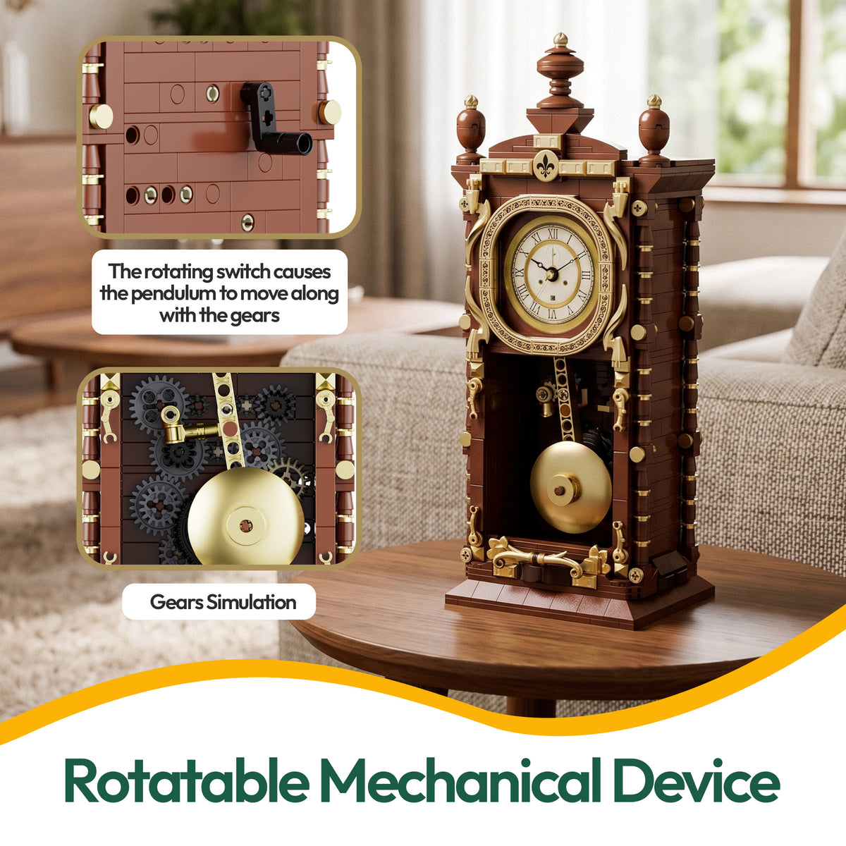 Contixo BK12 Retro Pendulum Building Block Set | 751 Pieces | Vintage Display Model for Kids & Adults