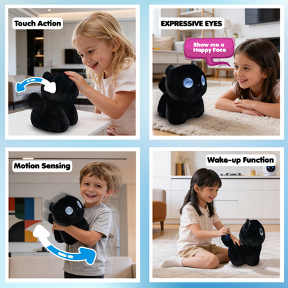 Contixo Pixie-Paw Smart Interactive Plush AI Cat - Powered by ChatGPT AI, Voice & Touch Responsive, Expressive Screen Eyes, Head Petting & Tail Wagging AI Companion Stuffed Animal for Kids