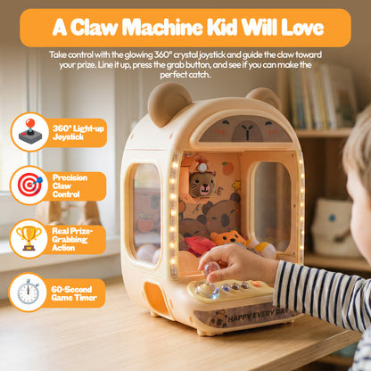 Contixo CM1 Capybara Mini Claw Machine, Tabletop Arcade Prize Grabber Game Toy with LED Lights, Music & Joystick for Boy's Girl's Kids Ages 3+