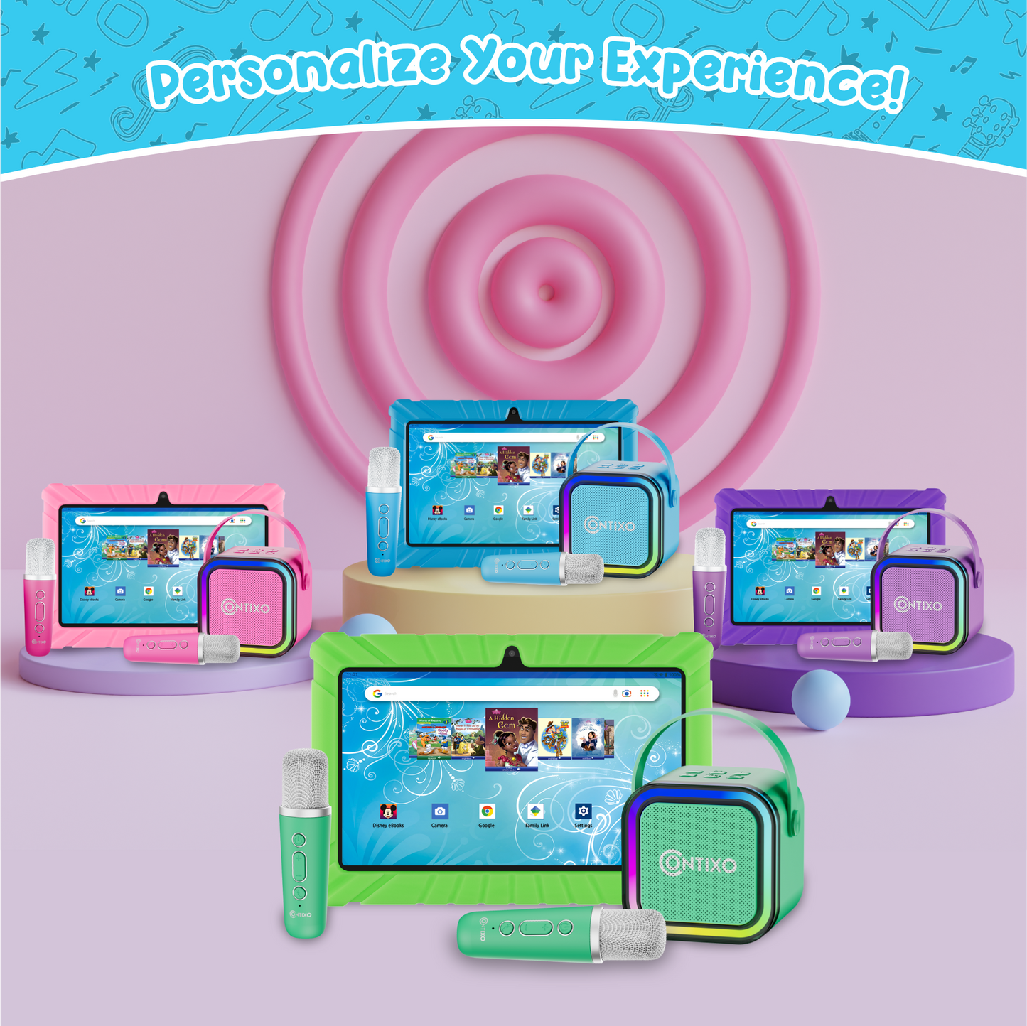 Contixo V8 7" Kids Tablet with Kids Bluetooth Karaoke and Two Microphones