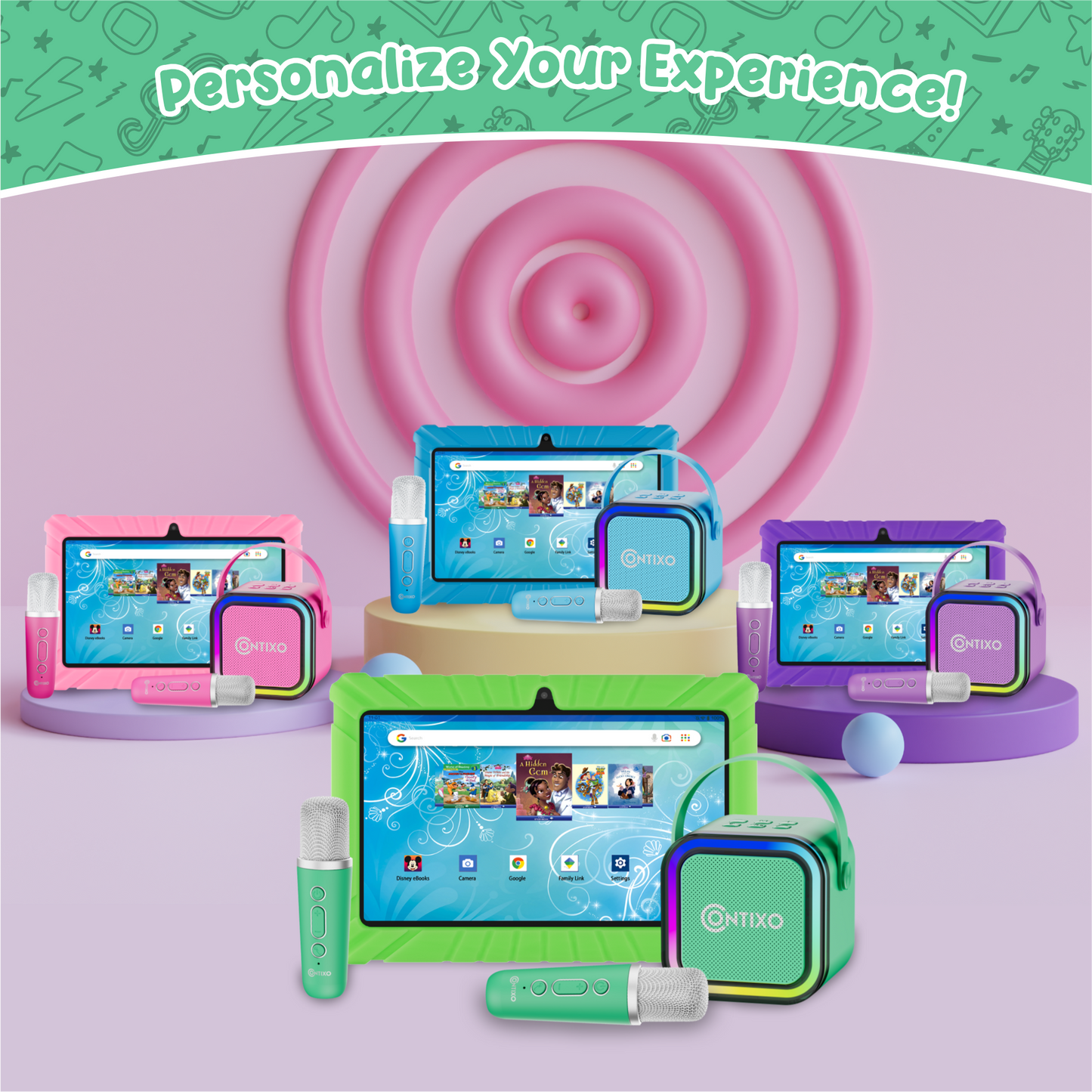 Contixo V8 7" Kids Tablet with Kids Bluetooth Karaoke and Two Microphones