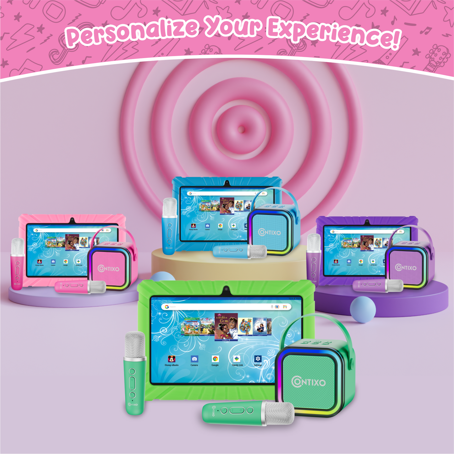 Contixo V8 7" Kids Tablet with Kids Bluetooth Karaoke and Two Microphones