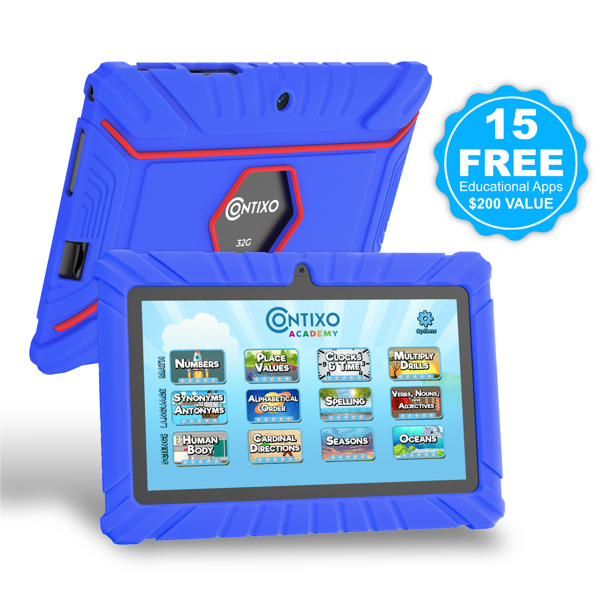 Contixo 7" Kids Tablet, 2024 Model, STEM Learning, Educational Tablet for Ages 3-12, Contixo Academy, Android 11